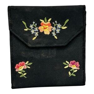 Vintage French Hand Embroidered Floral Wallet